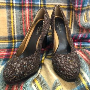 Candies Brown Tweed Heels